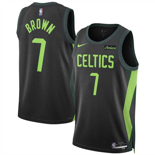 Men%27s Boston Celtics #7 Jaylen Brown Black 2024-25 City Edition Stitched Jersey Dzhi